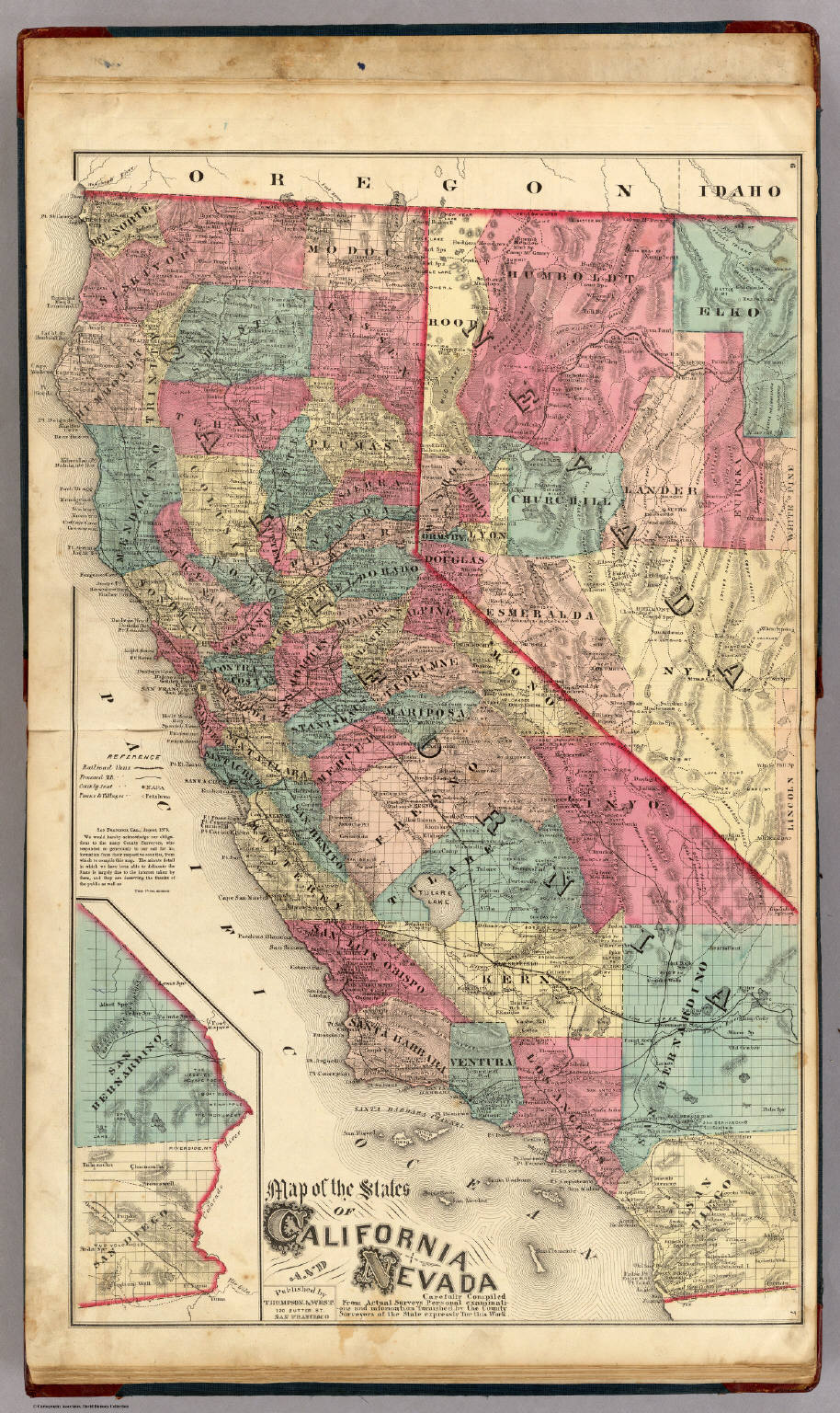 Map of the States of California and Nevada