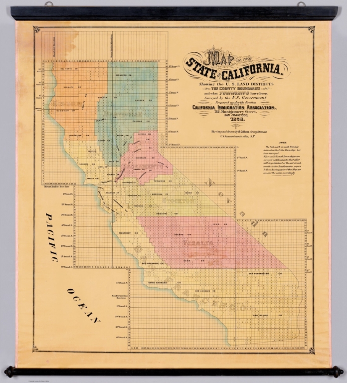 Map Of The State Of California: Showing the U.S. Land Districts