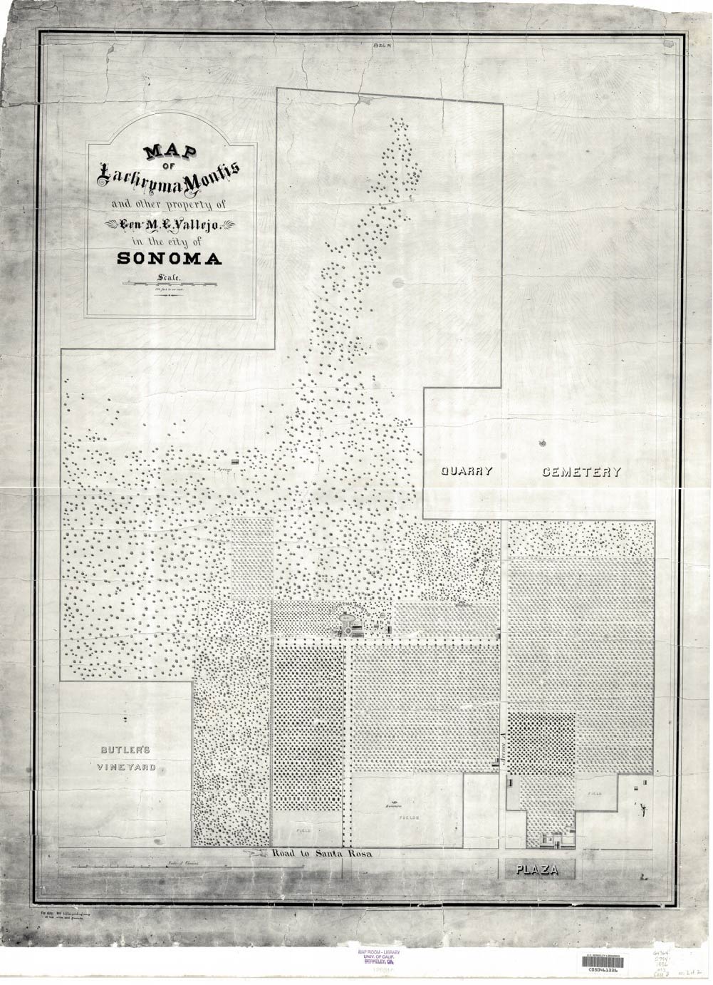 Map of Lachryma Montis and other property of Gen. M.G. Vallejo in the city of Sonoma